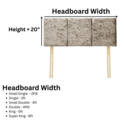 "Urban Textures Luxury 20"" High Crushed Velvet Fabric Upholstered Elba Bed Headboard - Truffle" - thumbnail 2