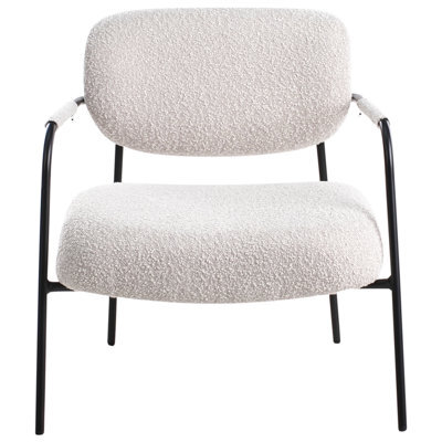 Wyld and Coco Centuryhome Low-Profile Mid-Century Armchair - Light Beige Polyester, Steel Frame - image 1