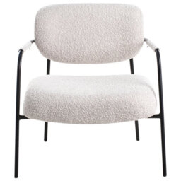 Wyld and Coco Centuryhome Low-Profile Mid-Century Armchair - Light Beige Polyester, Steel Frame - thumbnail 1