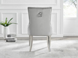 Furniturebox Uk Leonardo Glass And Chrome Metal Dining Table And 6 Elephant Grey Belgravia Velvet Knockerback Chairs - thumbnail 9