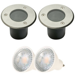CGC Lighting Nola - Cgc Two Round Small With Bulbs Stainless Steel Inground Or Decking Lights