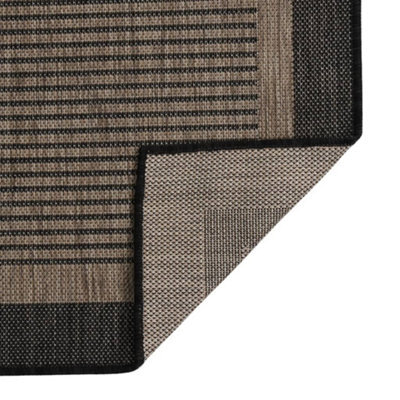 Berkfield Durable Outdoor Flatweave Rug 140X200 Cm Dark Brown - image 1