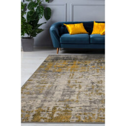 Melrose Abstract Faded Design Grey Ochre Blended Colours Indoor Large Area Rug 160X230Cm