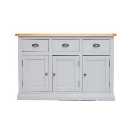 Cabinet Bits Loreo Light Grey 3 Drawer 3 Door Sideboard Brass Cup Handle
