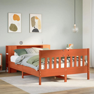 Berkfield Bookcase Bed Without Mattress Wax Brown 140X190Cm Solid Wood Pine - image 1