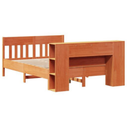 Berkfield Bookcase Bed Without Mattress Wax Brown 140X190Cm Solid Wood Pine - thumbnail 6