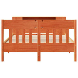 Berkfield Bookcase Bed Without Mattress Wax Brown 140X190Cm Solid Wood Pine - thumbnail 4