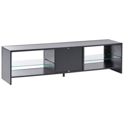 Wyld and Coco Zenith Tv Stand Black Mdf With Glass Shelves And Cable Management, W150 X D35 X H40Cm - thumbnail 6