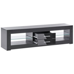 Wyld and Coco Zenith Tv Stand Black Mdf With Glass Shelves And Cable Management, W150 X D35 X H40Cm - thumbnail 5