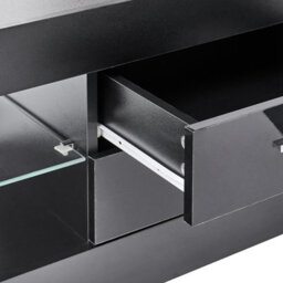 Wyld and Coco Zenith Tv Stand Black Mdf With Glass Shelves And Cable Management, W150 X D35 X H40Cm - thumbnail 7