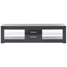 Wyld and Coco Zenith Tv Stand Black Mdf With Glass Shelves And Cable Management, W150 X D35 X H40Cm - thumbnail 1