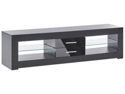 Wyld and Coco Zenith Tv Stand Black Mdf With Glass Shelves And Cable Management, W150 X D35 X H40Cm - thumbnail 3