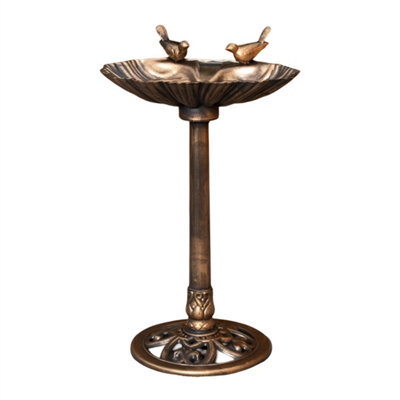 Garden Bird Bath Feeder Stand Outdoor Patio Metal Bird Feeder Bowl - image 1