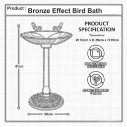 Garden Bird Bath Feeder Stand Outdoor Patio Metal Bird Feeder Bowl - thumbnail 2