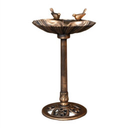 Garden Bird Bath Feeder Stand Outdoor Patio Metal Bird Feeder Bowl - thumbnail 1