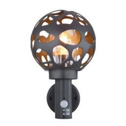 Luminosa Lighting Luminosa Hilario Pir Outdoor Globe Wall Lamp Anthracite Ip44 1X E27 Dawn Dusk Sensor - thumbnail 3