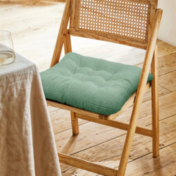 Living And Home Corduroy Set Of 4 Comfortable Square Chair Cushions Seat Pad Indoor And Outdoor Green 40Cm(W) X 40Cm(D) - thumbnail 2