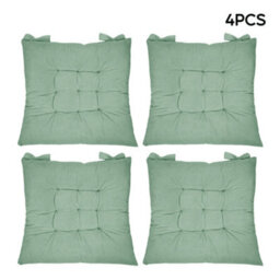Living And Home Corduroy Set Of 4 Comfortable Square Chair Cushions Seat Pad Indoor And Outdoor Green 40Cm(W) X 40Cm(D) - thumbnail 1