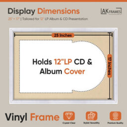 "AK Frames 25X17"" White Step Vinyl Record Frame With Ivory Mount For 12 Inch Lp Cover & Disc - Overlapped Design" - thumbnail 2