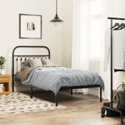 Berkfield Metal Bed Frame Without Mattress With Headboard Black 90X190Cm - thumbnail 1