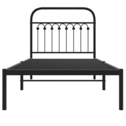 Berkfield Metal Bed Frame Without Mattress With Headboard Black 90X190Cm - thumbnail 4