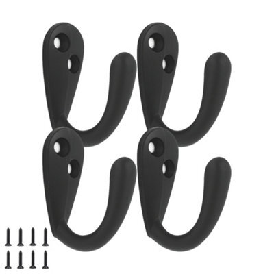 Sisi UK Matt Black Single Robe Hat And Coat Hooks Pack Of 4 Modern Wall Mounted Metal Hangers For Towels Bags Bathroom Bedroom - image 1