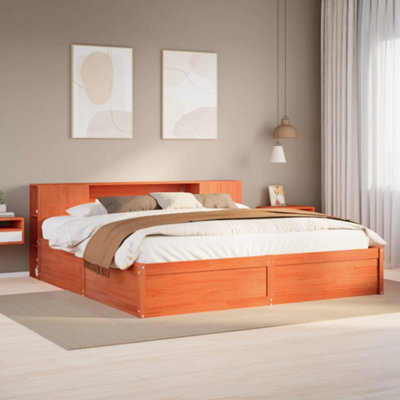 Berkfield Bed Frame Without Mattress Wax Brown 180X200 Cm Super King Solid Wood Pine - image 1