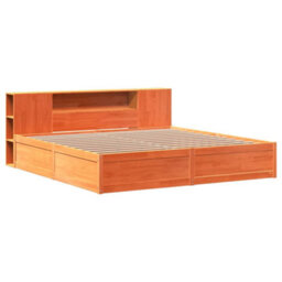 Berkfield Bed Frame Without Mattress Wax Brown 180X200 Cm Super King Solid Wood Pine - thumbnail 3
