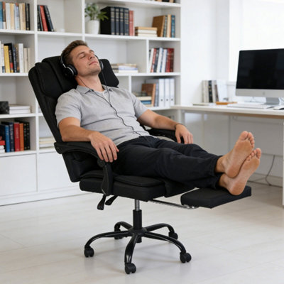 Levede Office Chair Footrest Linen Fabric High Back Swivel Reclining - image 1