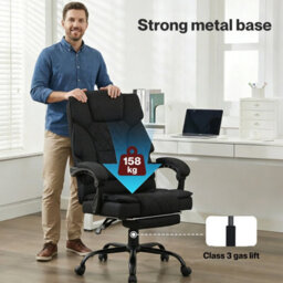 Levede Office Chair Footrest Linen Fabric High Back Swivel Reclining - thumbnail 9