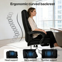 Levede Office Chair Footrest Linen Fabric High Back Swivel Reclining - thumbnail 8