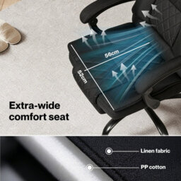 Levede Office Chair Footrest Linen Fabric High Back Swivel Reclining - thumbnail 6