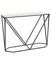 Wyld And Coco Luxeline Console Table - White Marble-Effect Mdf Top, Black Iron Legs, 100 X 30 Cm - thumbnail 3