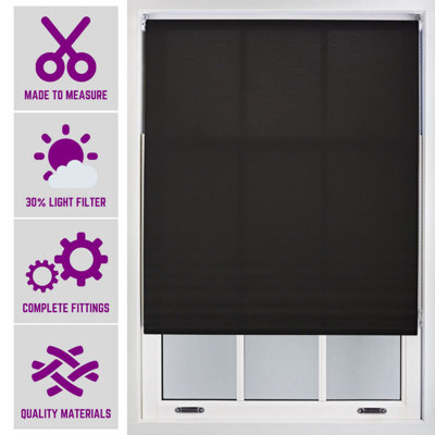 Furnished Made To Measure Day Light Roller Blinds - Black Roller Blind For Windows And Doors (W)180Cm (L)165Cm - image 1
