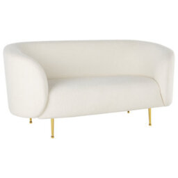 Wyld And Coco Luxenest 3-Seater Sofa White Bouclé With Gold Legs, L200 X D70 X H79Cm - thumbnail 9