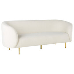 Wyld And Coco Luxenest 3-Seater Sofa White Bouclé With Gold Legs, L200 X D70 X H79Cm - thumbnail 6
