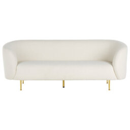 Wyld And Coco Luxenest 3-Seater Sofa White Bouclé With Gold Legs, L200 X D70 X H79Cm - thumbnail 1