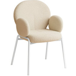 Tectake Set Of 2 Dining Chair - Bouclé Cover, Plush Padding, High Backrest  - Cream - thumbnail 9