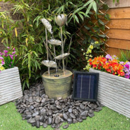 Outdoor Living UK Solar Zinc Flower Modern Metal Water Feature Without Cover - thumbnail 5
