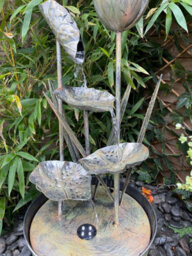 Outdoor Living UK Solar Zinc Flower Modern Metal Water Feature Without Cover - thumbnail 3