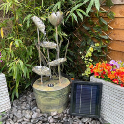 Outdoor Living UK Solar Zinc Flower Modern Metal Water Feature Without Cover - thumbnail 6