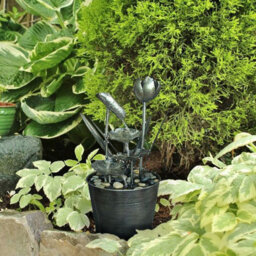 Outdoor Living UK Solar Zinc Flower Modern Metal Water Feature Without Cover - thumbnail 2