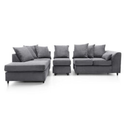 Abakus Direct Jumbo Large Grey Cord Left Facing Corner Sofa For Living Room With Thick Luxury Deep Filled Cushioning - thumbnail 3