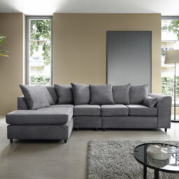 Abakus Direct Jumbo Large Grey Cord Left Facing Corner Sofa For Living Room With Thick Luxury Deep Filled Cushioning - thumbnail 1