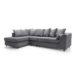 Abakus Direct Jumbo Large Grey Cord Left Facing Corner Sofa For Living Room With Thick Luxury Deep Filled Cushioning - thumbnail 4