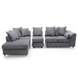 Abakus Direct Jumbo Large Grey Cord Left Facing Corner Sofa For Living Room With Thick Luxury Deep Filled Cushioning - thumbnail 7