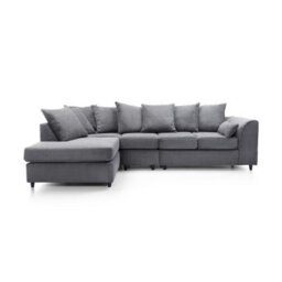 Abakus Direct Jumbo Large Grey Cord Left Facing Corner Sofa For Living Room With Thick Luxury Deep Filled Cushioning - thumbnail 2