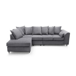 Abakus Direct Jumbo Large Grey Cord Left Facing Corner Sofa For Living Room With Thick Luxury Deep Filled Cushioning - thumbnail 6