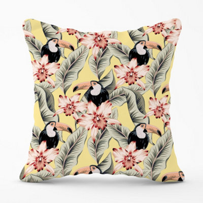 Warren Reed Designer Toucans, Orchids And Palm Leaves Cushions 45Cm X 45Cm - image 1