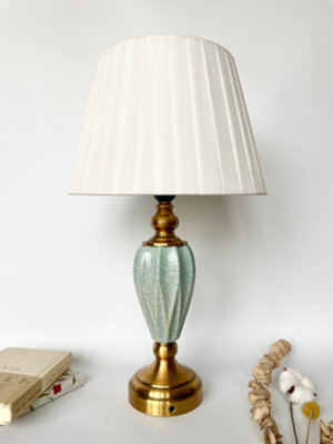 Deenz Table Lamp With Metal Cermaic Base With A Soft White Fabric Shade Chic Designs Copper Faceted Vase T060
